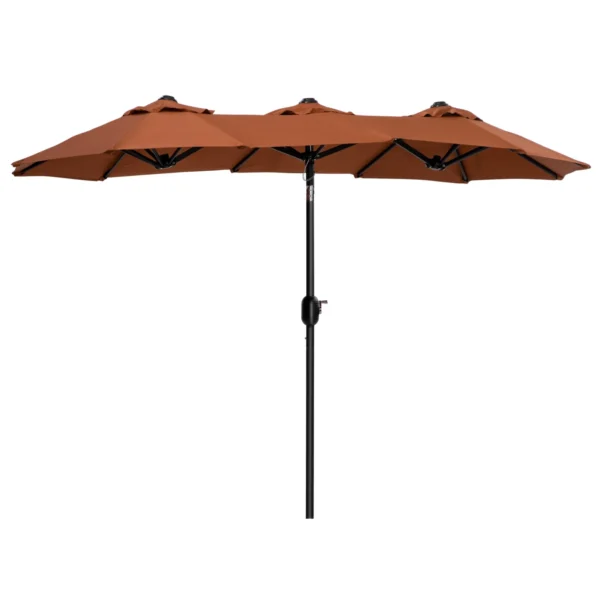 Double Tilting Garden Umbrella with Crank Opening, 295x152x222cm, Red