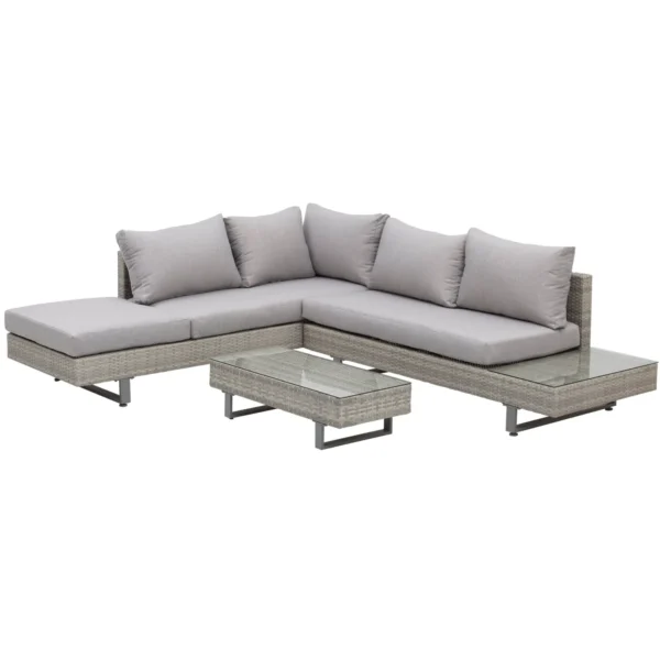 Outdoor Garden Set, Garden Lounge, Outdoor Sofa Set with Garden Table, Grey Rattan Garden Furniture