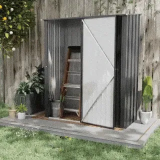 Garden Shed Tool Storage Shed in Steel Sheet with Lock, 161.5x94. 5x196cm, Black