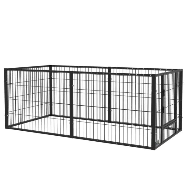 Small Dog Playpen with 6 Panels for Indoor and Outdoor Use, 82.5-150x79x61cm Metal