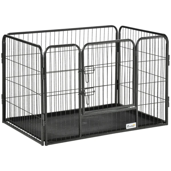 Metal Dog Kennel with Door and Bottom Tray, 125x78x80cm, Grey