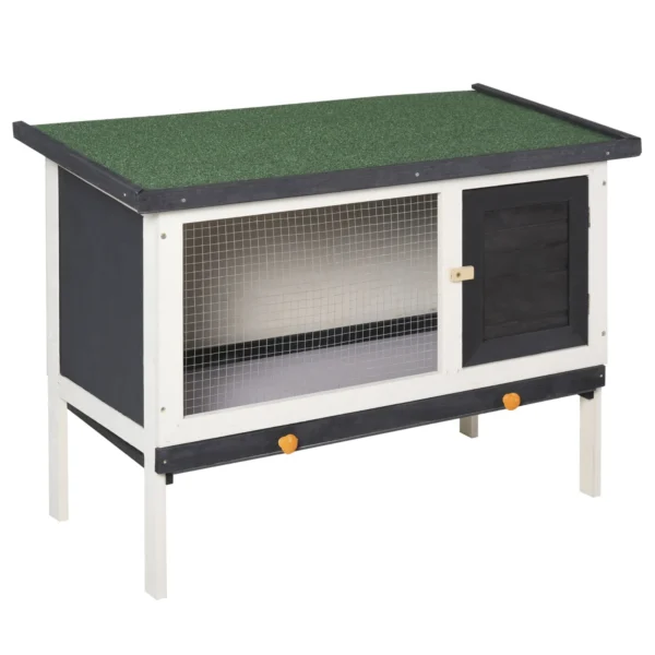 Outdoor Rabbit Hutch in Fir Wood with Removable Tray, Opening Roof in Bitumen and Mesh, 90x45x65 cm