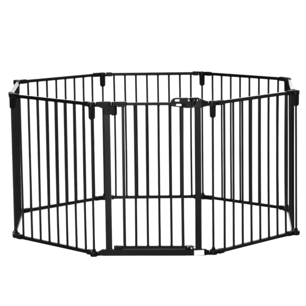 8 Section Folding Dog Safety Gate, Self-Locking & Locking System, Black