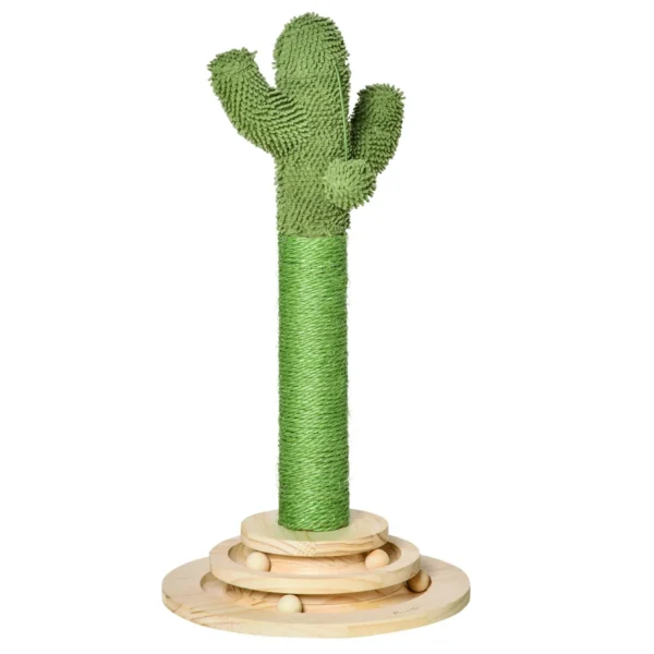 Cactus Cat Tree for cats with Scratch Pole and Ball, 32x32x60cm