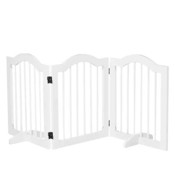 3 Section Folding Wooden Dog Gate, 154.5x29. 5x61cm, White