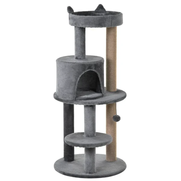 Cat Tree for cats with Scratch Pole 1-2 cats of 4.5kg with 3 levels Grey 48x48x104cm
