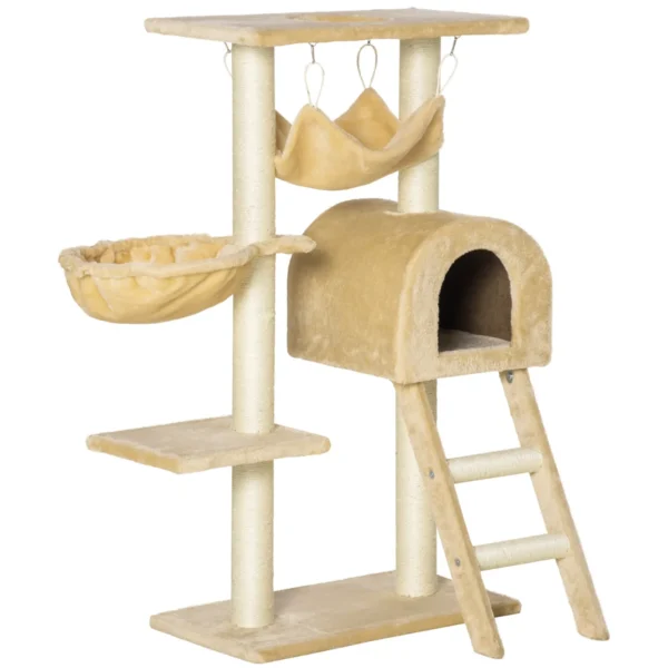 Cat Tree for cats with Scratch Pole , Natural Sisal strings, 55 × 30 × 100cm