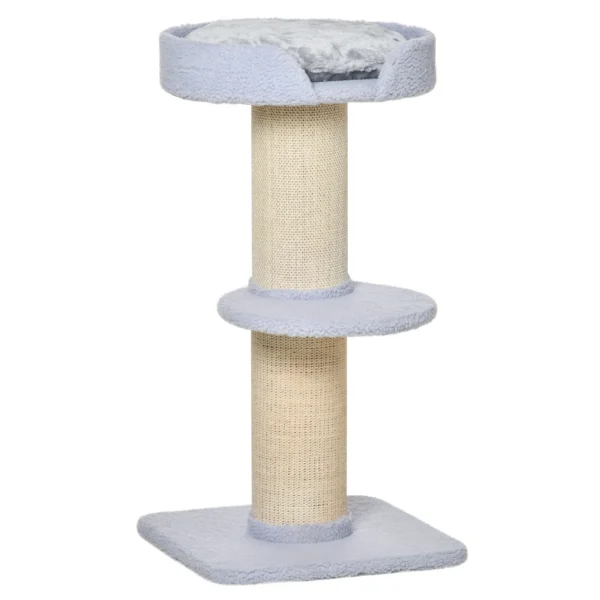 Cat Scratching Post with Bed, Plush Cover and Sisal Pole, 45x45x91cm, Blue