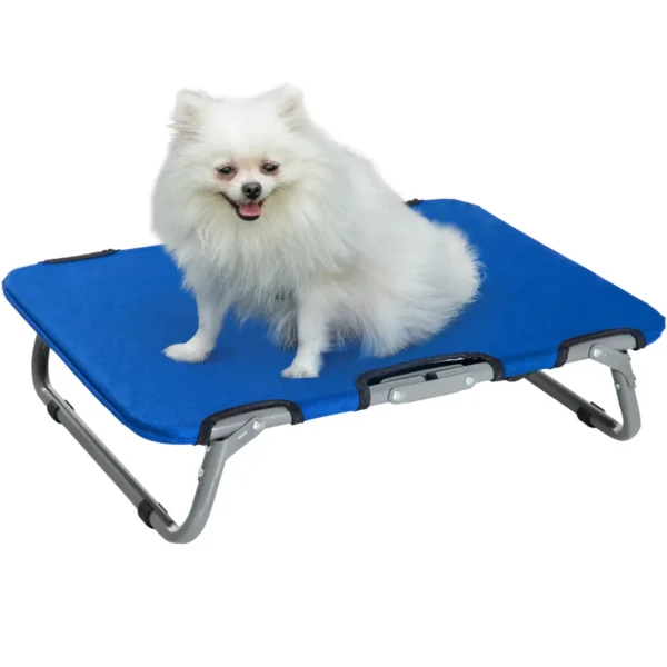 Raised and Foldable Dog Bed for Indoor and Outdoor Use, 59x46x15 cm, Blue