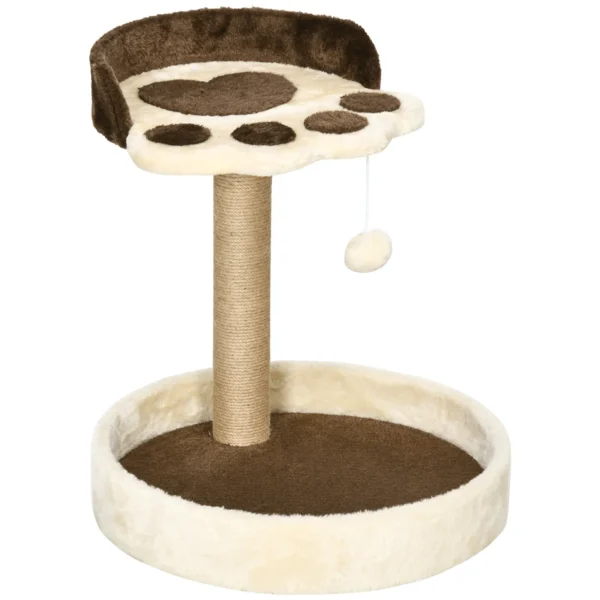 Cat Scratching Pole for Cats up to 5kg with Bed and Play Ball, in Chipboard, Plush and Jute Rope, 41x41x44 cm
