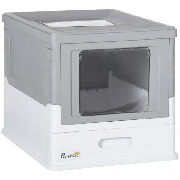 2-Door Closed PP Cat Litter Box with Scoop and Removable Tray, 47.5x35.5x36.7 cm