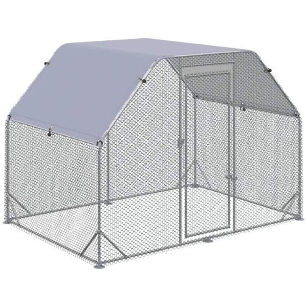Chicken Run with Cover for 4-6 Chickens, Steel, 280x190x195 cm