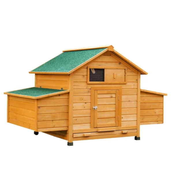 Chicken Coop Laying Cage for Garden Chickens with 2 Drawers, Nest and Waterproof Outdoor Roof in Wood, 150x100x96.5 cm