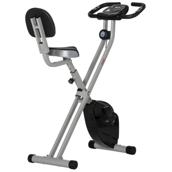 Folding Exercise Bike with 5 Adjustable Positions and 8 Levels of Magnetic Resistance, X-Shaped Structure, 43x97x109cm, Grey and Black