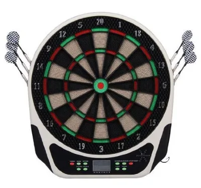 Electronic Plastic Dartboard with 6 Darts, Sound and Visual Effects, 44 x 50 x 3.2cm, Black