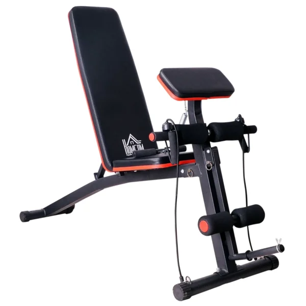 Multifunctional Adjustable Abdominal Bench, Gym Weight Bench for Arm and Leg Training 54x160x106cm, Black and Red