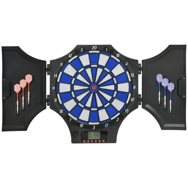 Electronic PP Dartboard with 6 Darts and LCD Monitor, 83x45x4 cm, Red and Black