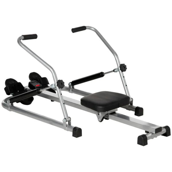 Folding Rowing Machine, 4 Resistance Levels and Display, Steel and ABS, 129x70x70 cm