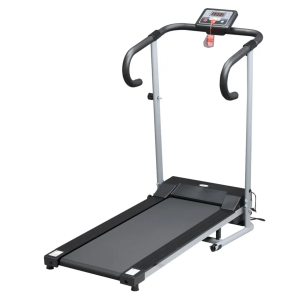 Folding Electric Treadmill Space-Saving and Quiet with Adjustable Speed 1-10km/h and LCD Screen, for Home and Office, 500W, Black