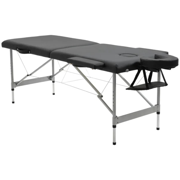 Beauty Bed / Portable Folding Massage Table with Adjustable Height and Padded Seat, 186x71x62-83 cm, Black