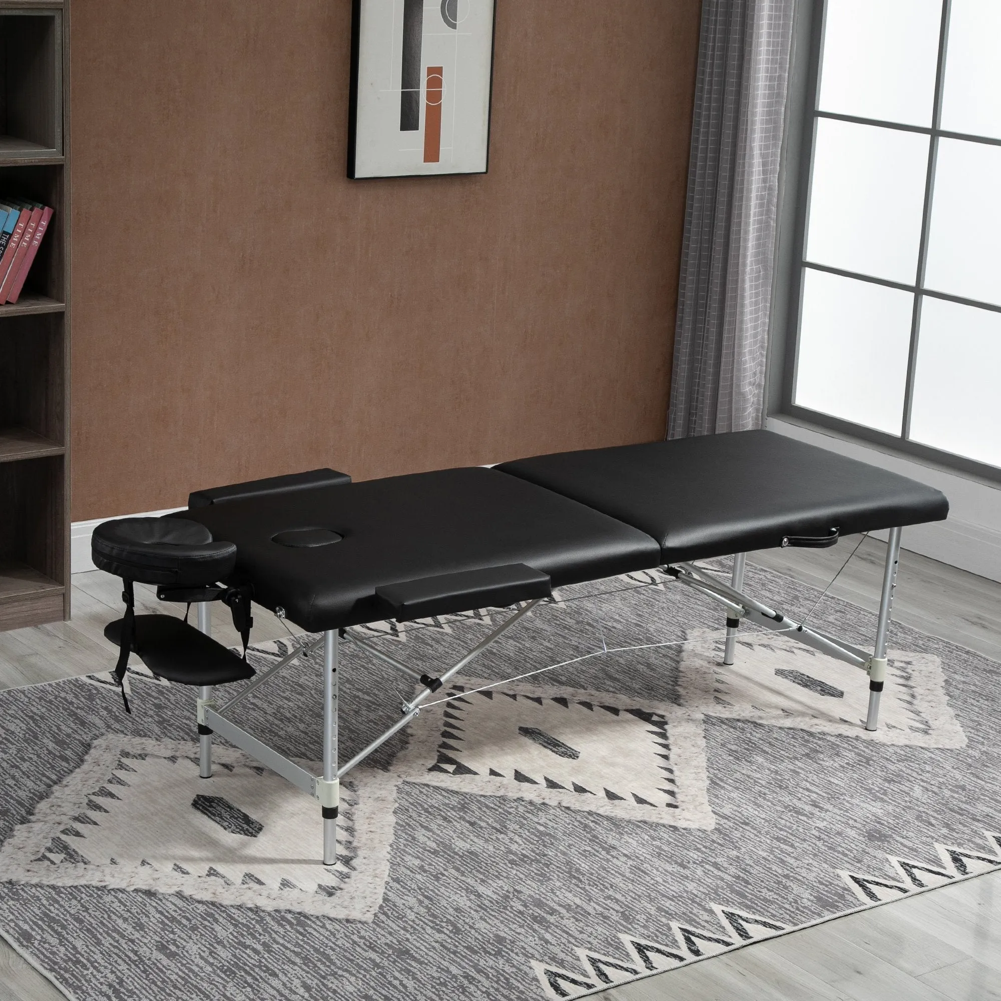 Professional Foldable Massage Table, Massage Table with Adjustable Height and Carrying Bag for Beautician and Therapist, Black - Image 2