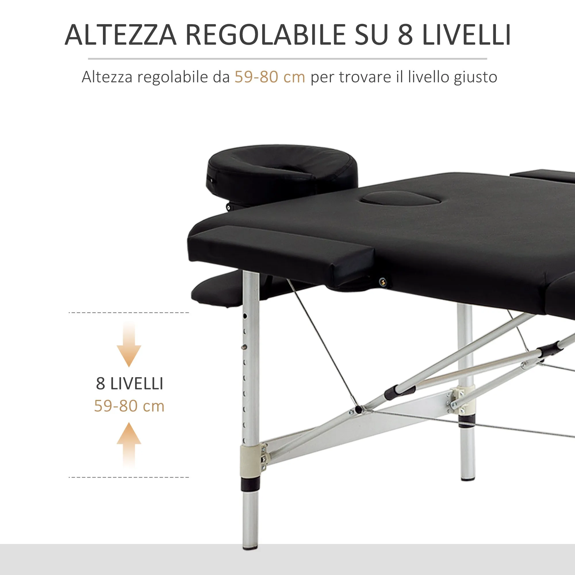 Professional Foldable Massage Table, Massage Table with Adjustable Height and Carrying Bag for Beautician and Therapist, Black - Image 3