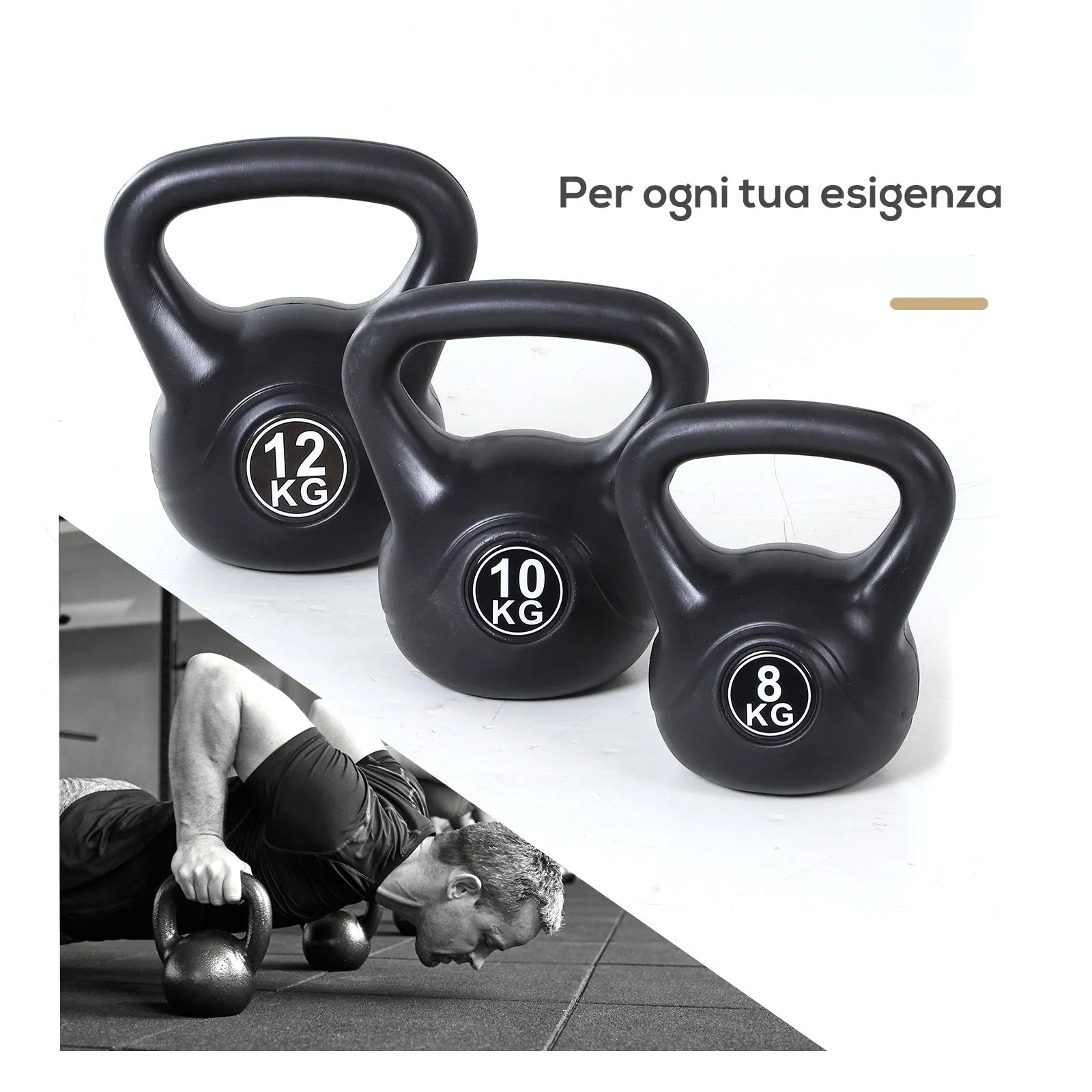 Kettlebell 12kg PVC for Sports and Fitness with Sand and Smooth Anti-chafing Handle - Image 3