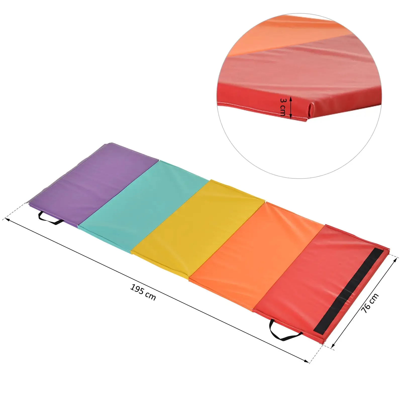 Fitness Mat for Gym and Home, 5 Folding Panels, 195x76x3cm - Image 3