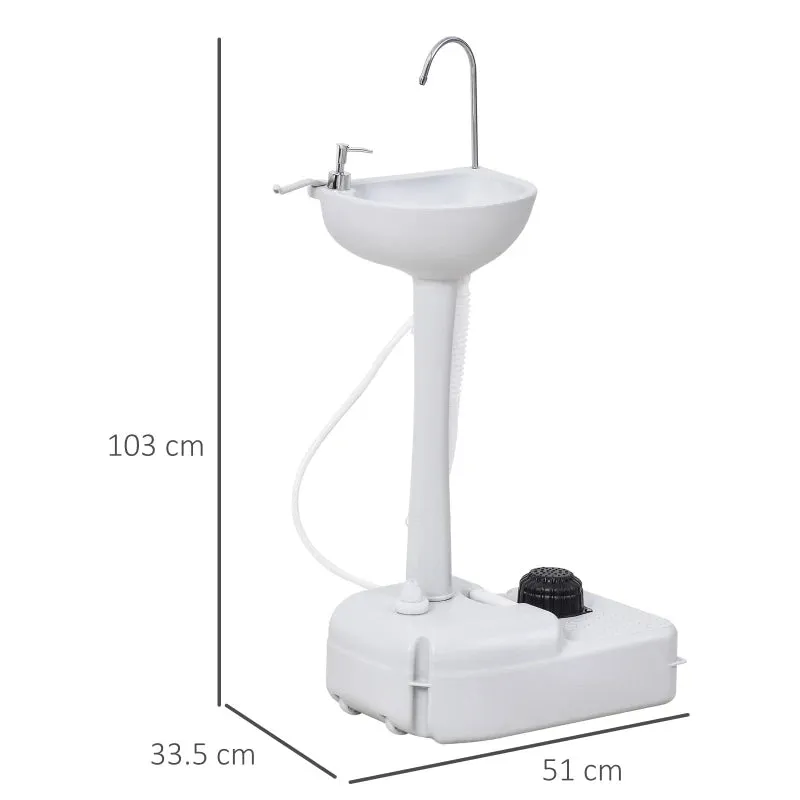 Portable Camping Sink with 2 Wheels, 17L Water Tank and 2.5L Soap Tank, 51x33.5x103cm - Image 2