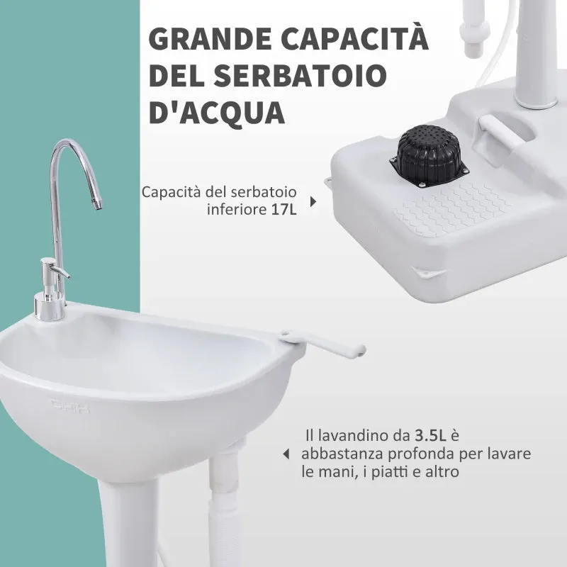 Portable Camping Sink with 2 Wheels, 17L Water Tank and 2.5L Soap Tank, 51x33.5x103cm - Image 3