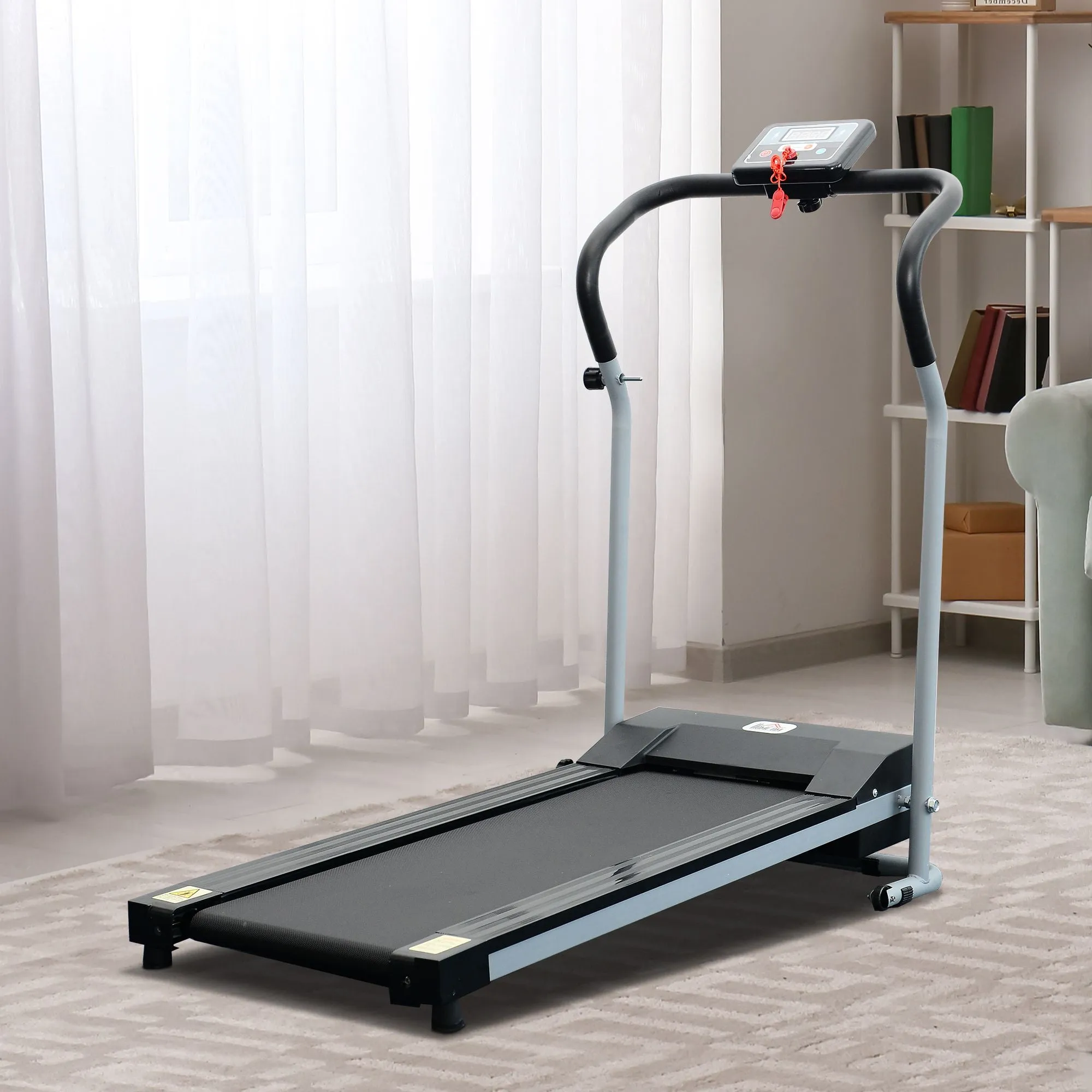 Electric Folding Treadmill with LCD Screen and 2 Wheels for Home or Office Training, 500W Motor, 10km/h Speed - Image 2