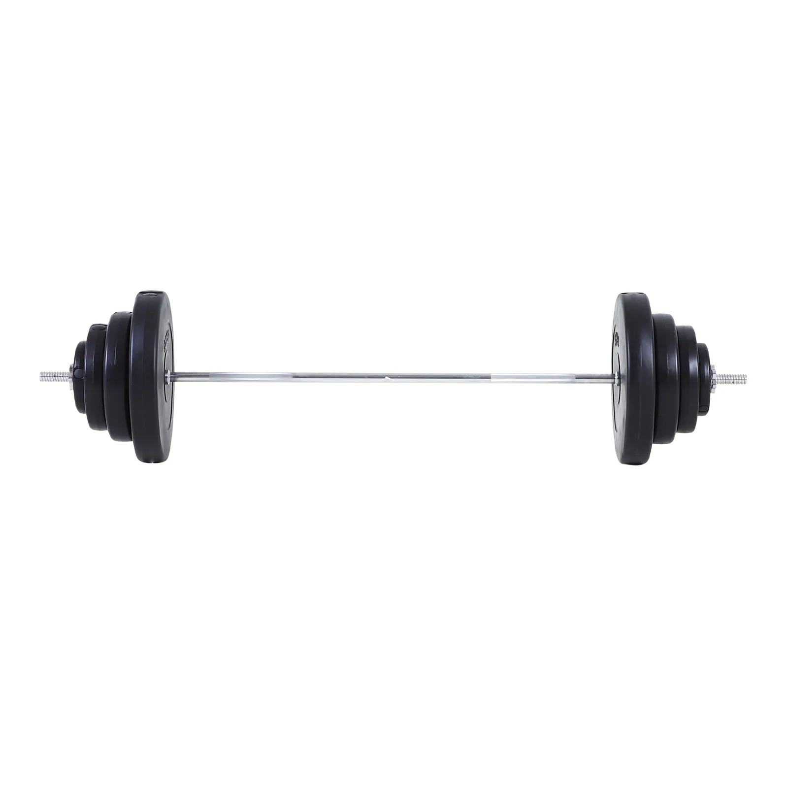 70kg Barbell and Disc Set, 8 Plastic Coated Weight Discs and Iron Bar, 170x40.5x40.5cm Black - Image 3