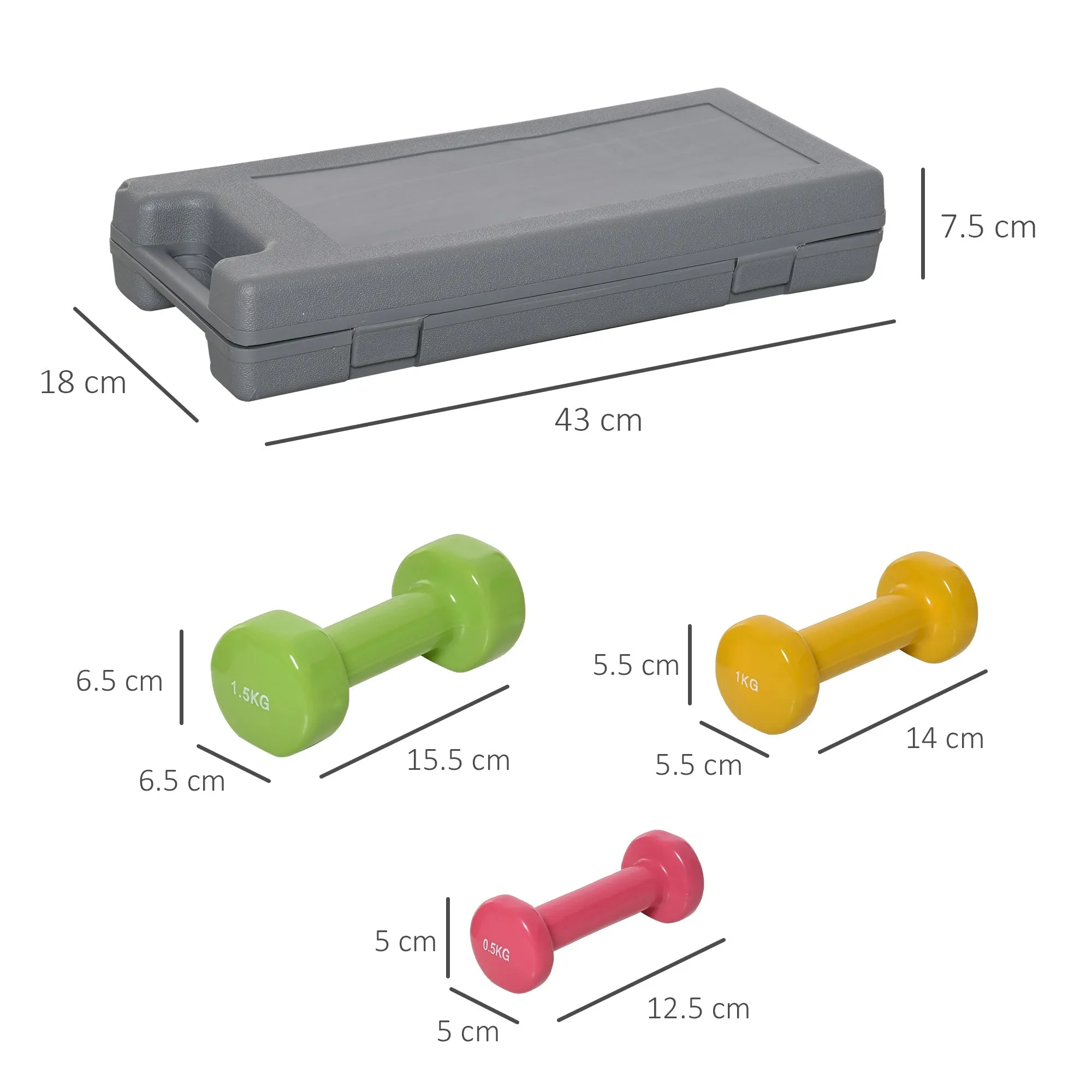 Set of 6 Dumbbells from 0.5kg 1kg 1.5kg - Image 3