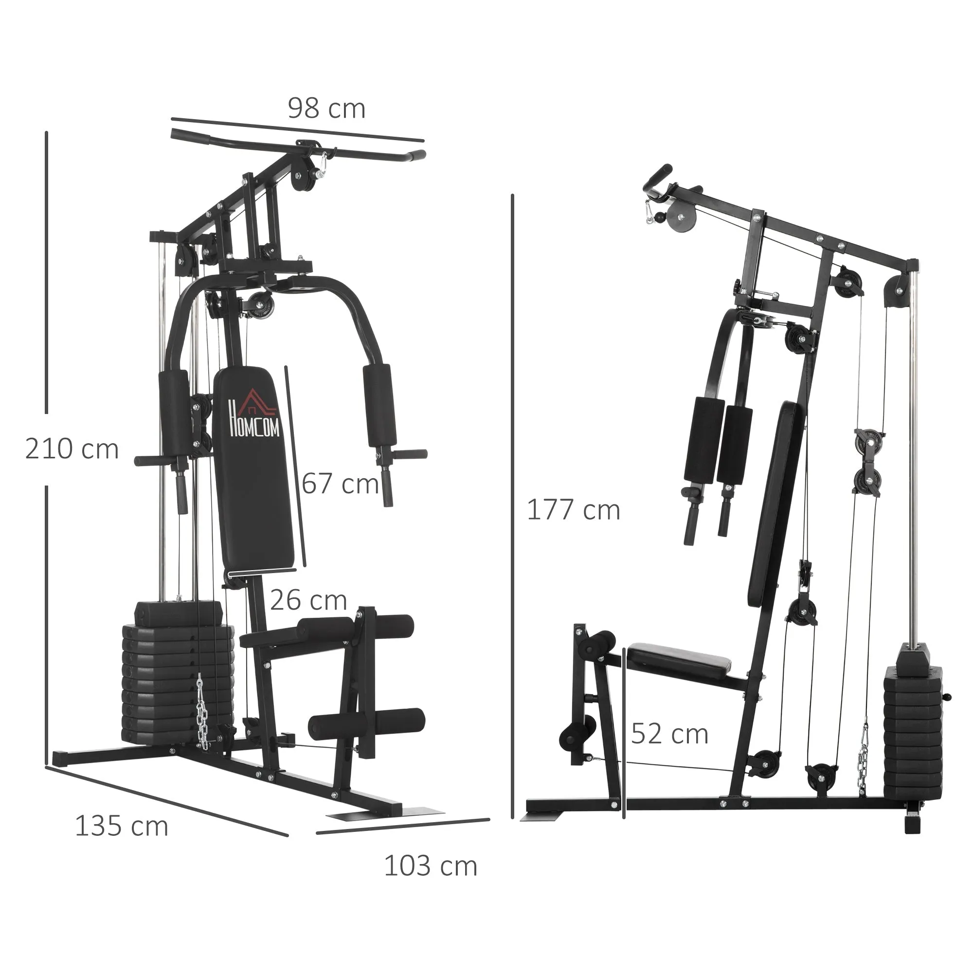 Fitness Station with 45kg Weights (135x103x210cm) - Image 3