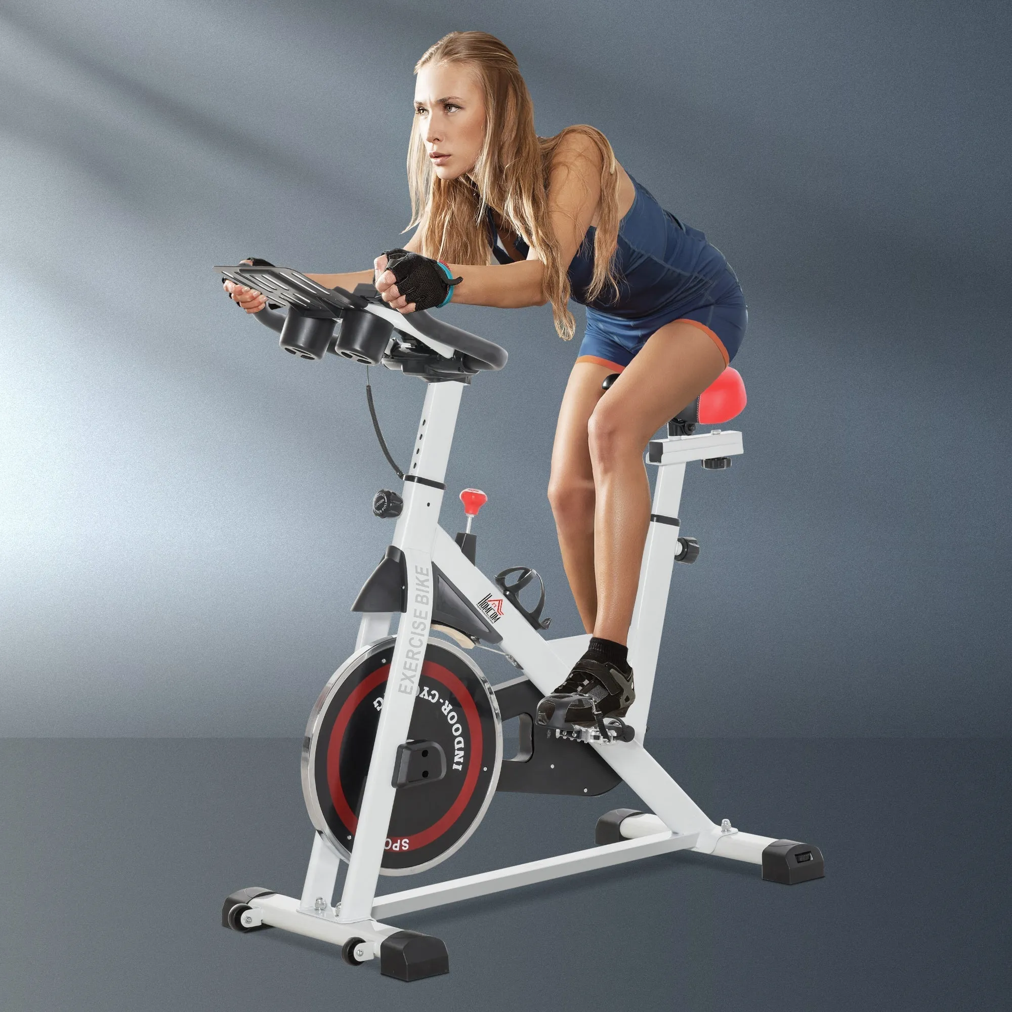 Professional Cycle Cycle Cyclette Adjustable Chamber with LCD screen and Portobicchieri, 8kg flywheel, white - Image 2