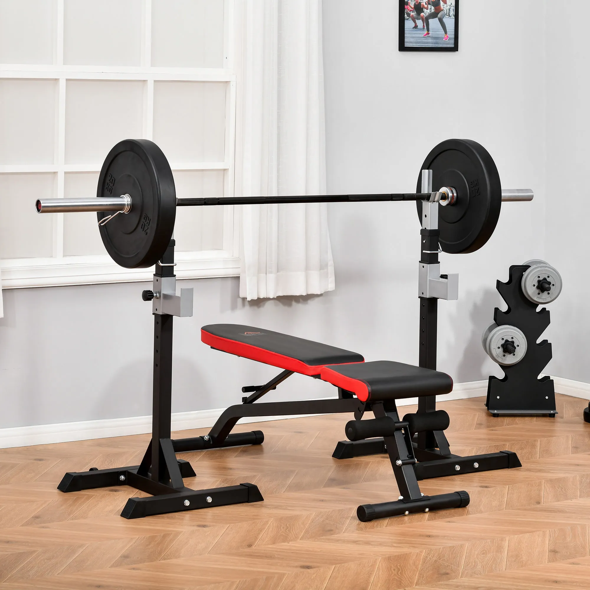 Set 2 Rack holder holder in steel, hooks with adjustable height, capacity 110kg, 55x57x105-170cm, black - Image 2