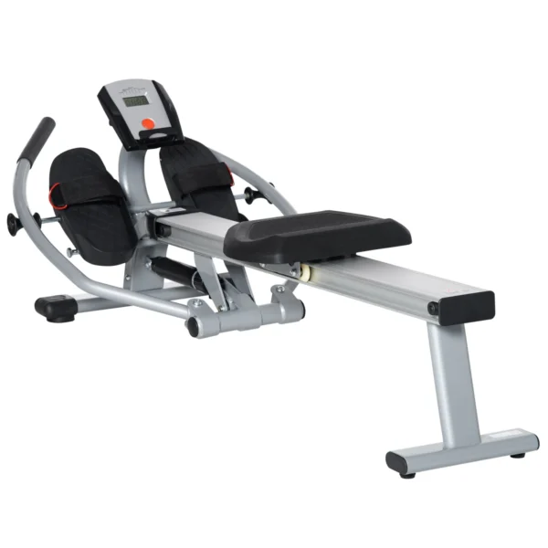 12 Resistance Rowing Machine with Digital Monitor and Aluminum, Steel and ABS Structure, 160x61x50 cm