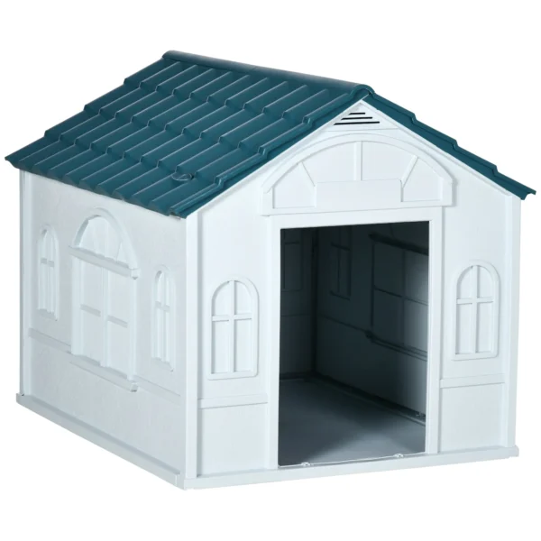 Dog Kennel for Medium and Large Dogs max 30kg in Waterproof PP, 84.2x98.2x82 cm, Blue