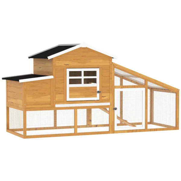 Outdoor Chicken Coop with Running Area, Outdoor Chicken Coop with Nesting Area and Pull Out Wooden Garden Tray, 200x80x105 cm