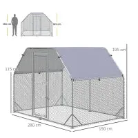 Chicken Run with Cover for 4-6 Chickens, Steel, 280x190x195 cm - Image 3
