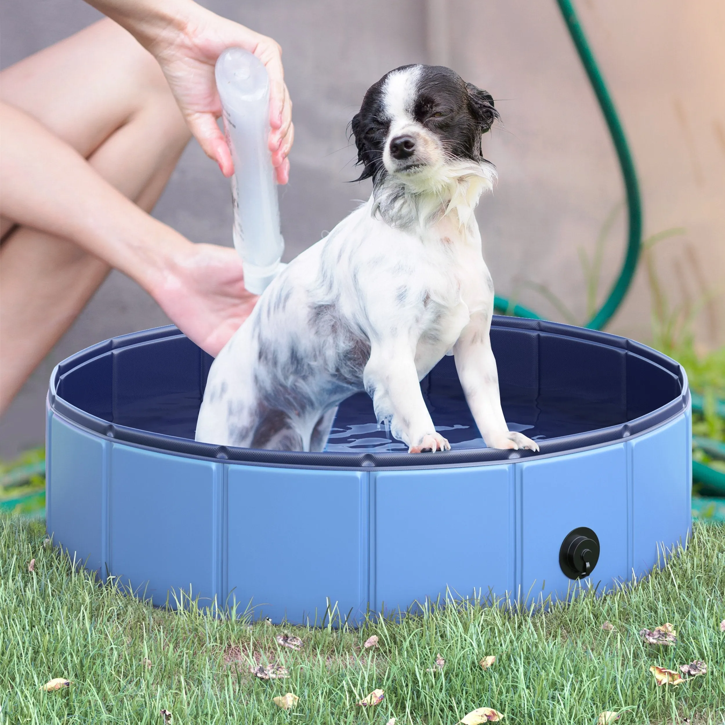 Foldable Plastic Dog Pool with Stable Edge for Pets, Ø80 x 20 cm, Blue - Image 2