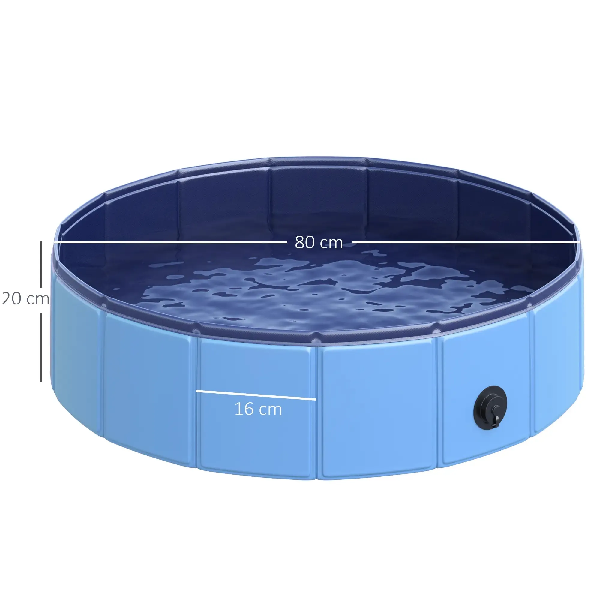 Foldable Plastic Dog Pool with Stable Edge for Pets, Ø80 x 20 cm, Blue - Image 3