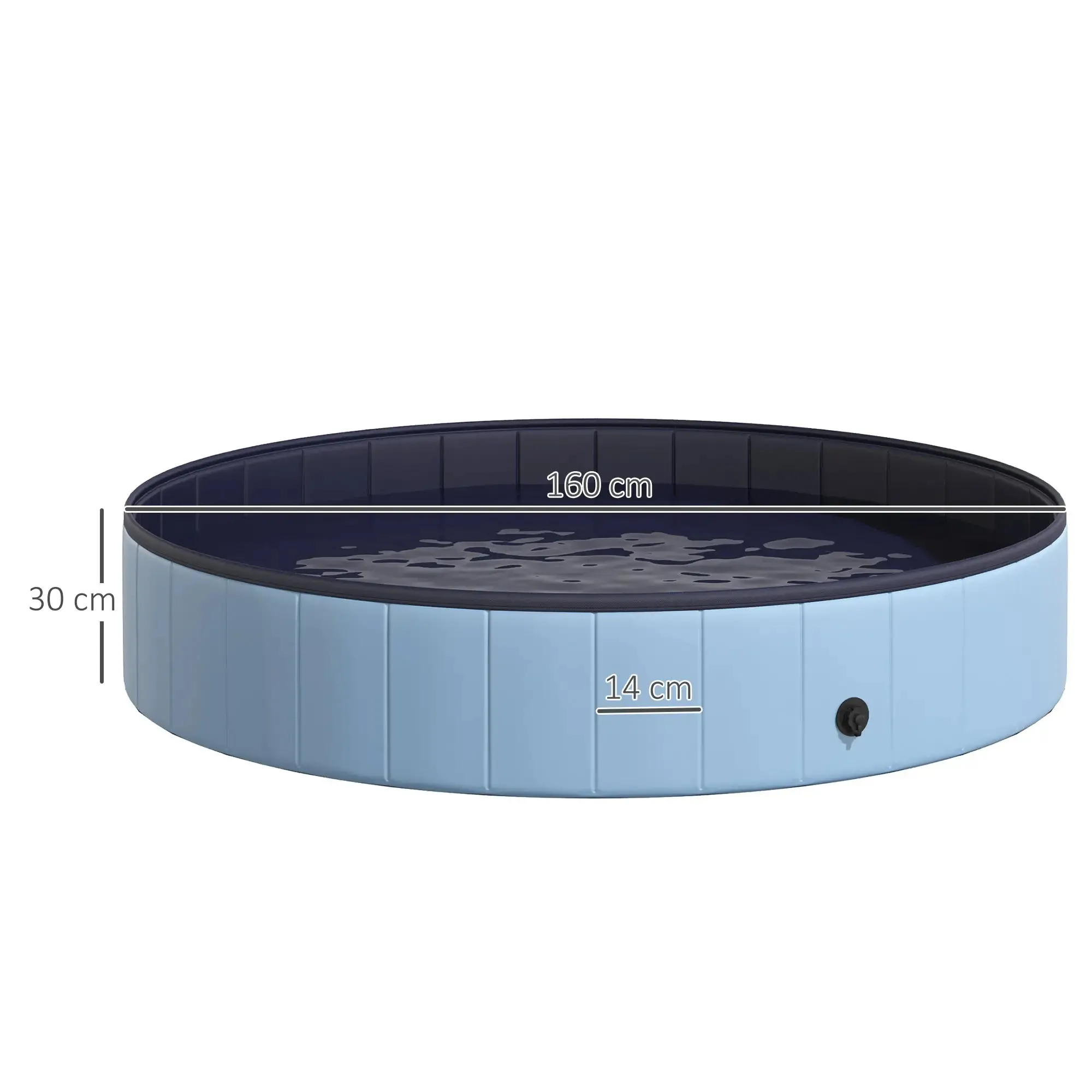Portable Folding Dog Bathtub Pool Pet Bath Tub in PVC Blue Φ160 x 30cm - Image 3