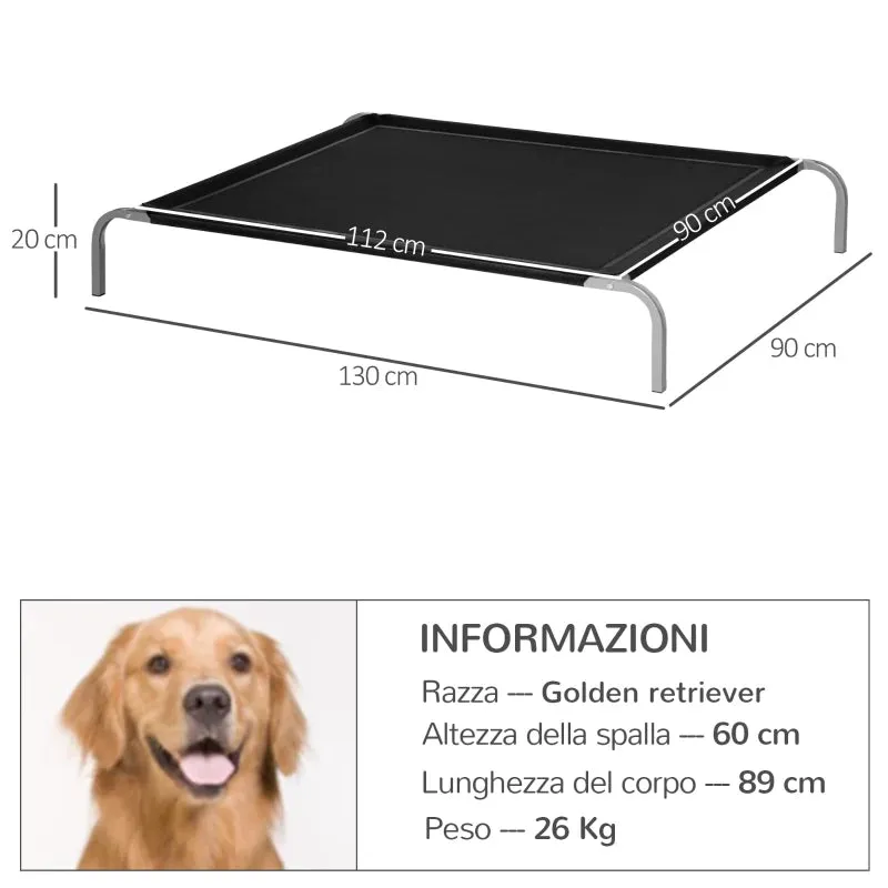 Indoor and Outdoor Dog Bed, Capacity up to 32kg, Breathable Fabric, 130x90x20cm, Black - Image 3