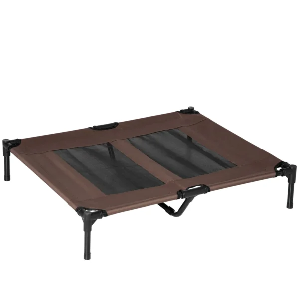 Dog Bed in Metal and Breathable Oxford Fabric, 92x76x18 cm Brown and Black