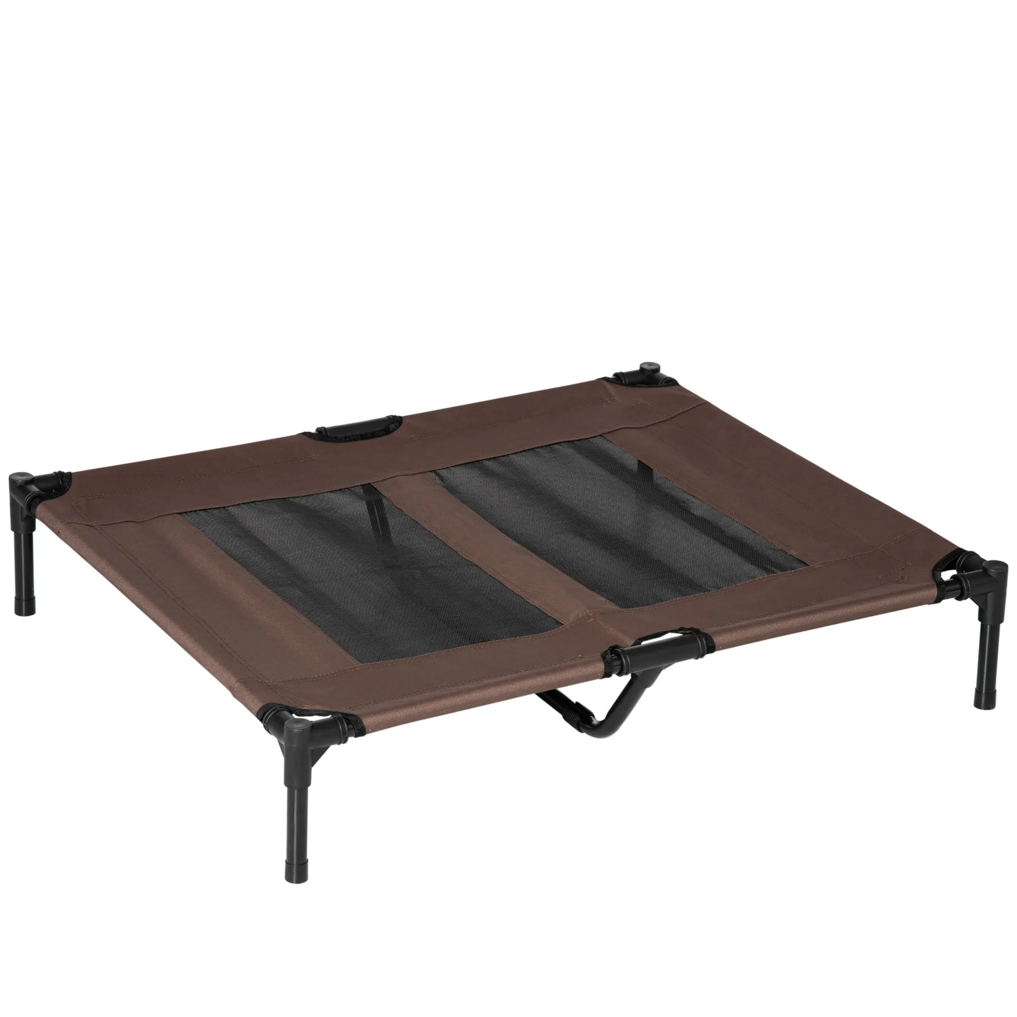 Dog Bed in Metal and Breathable Oxford Fabric, 92x76x18 cm Brown and Black