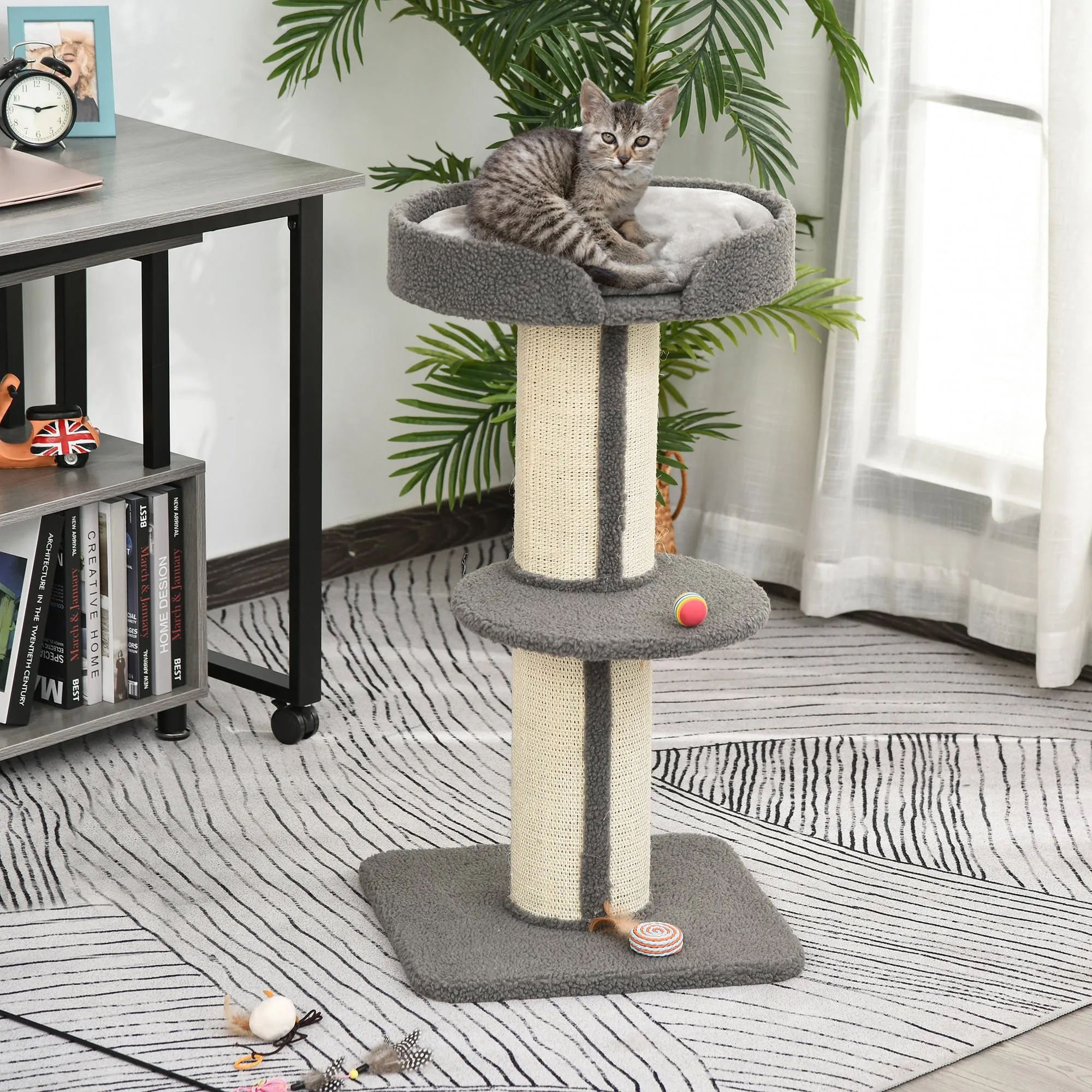 Cat Tree for cats with Scratch Pole and rope sisal - Grey - Image 2