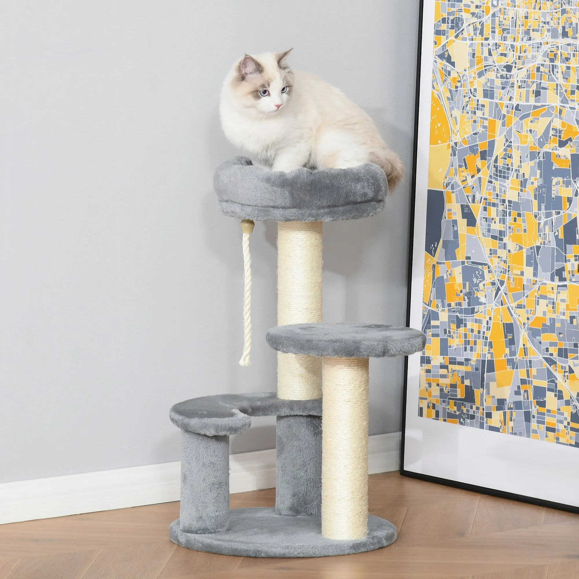 Cat Tree for cats with Scratch Pole, 40x40x225-285 cm - Image 2