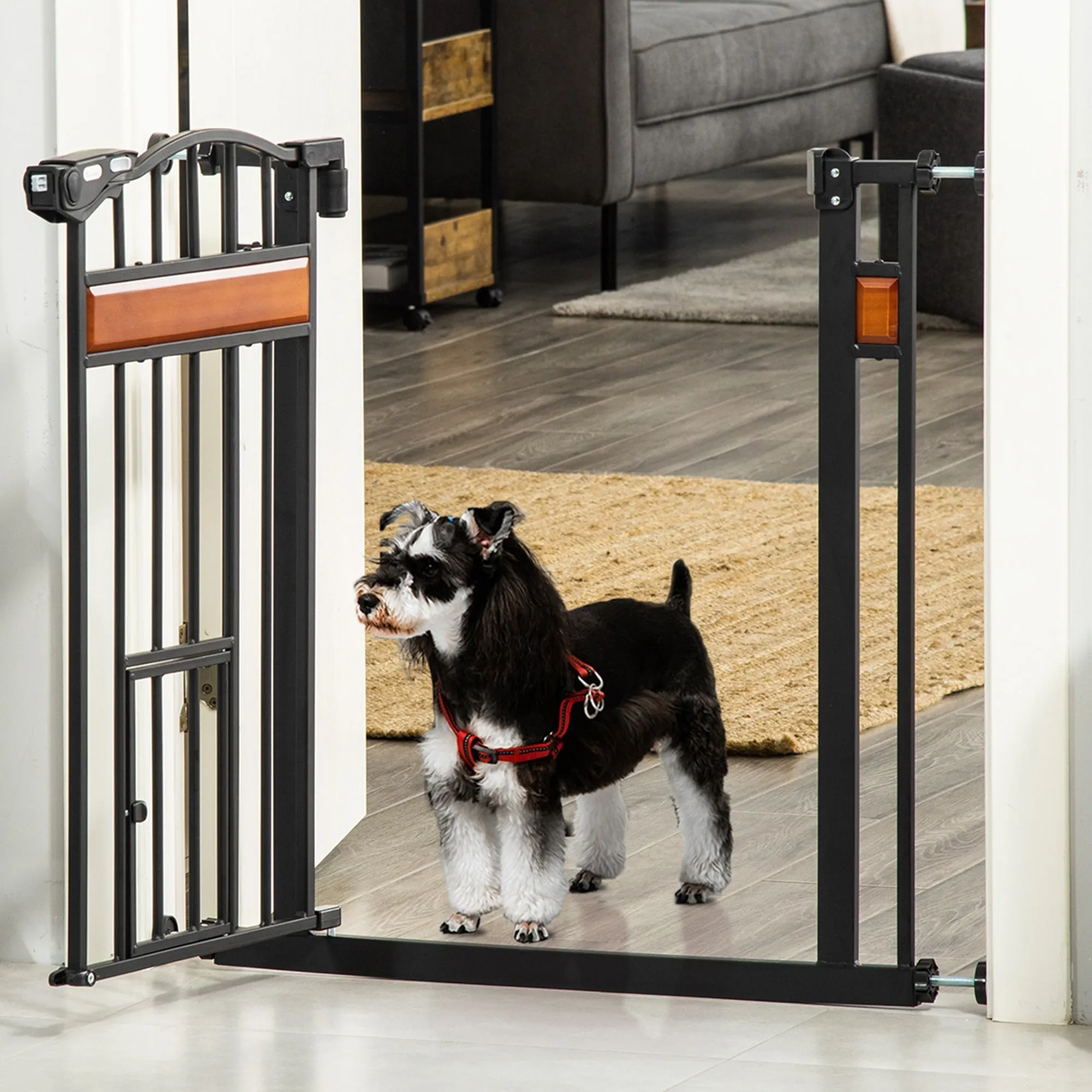 Push Fit Dog Gate, Extendable 74-80cm with Automatic Closure, Black - Image 2