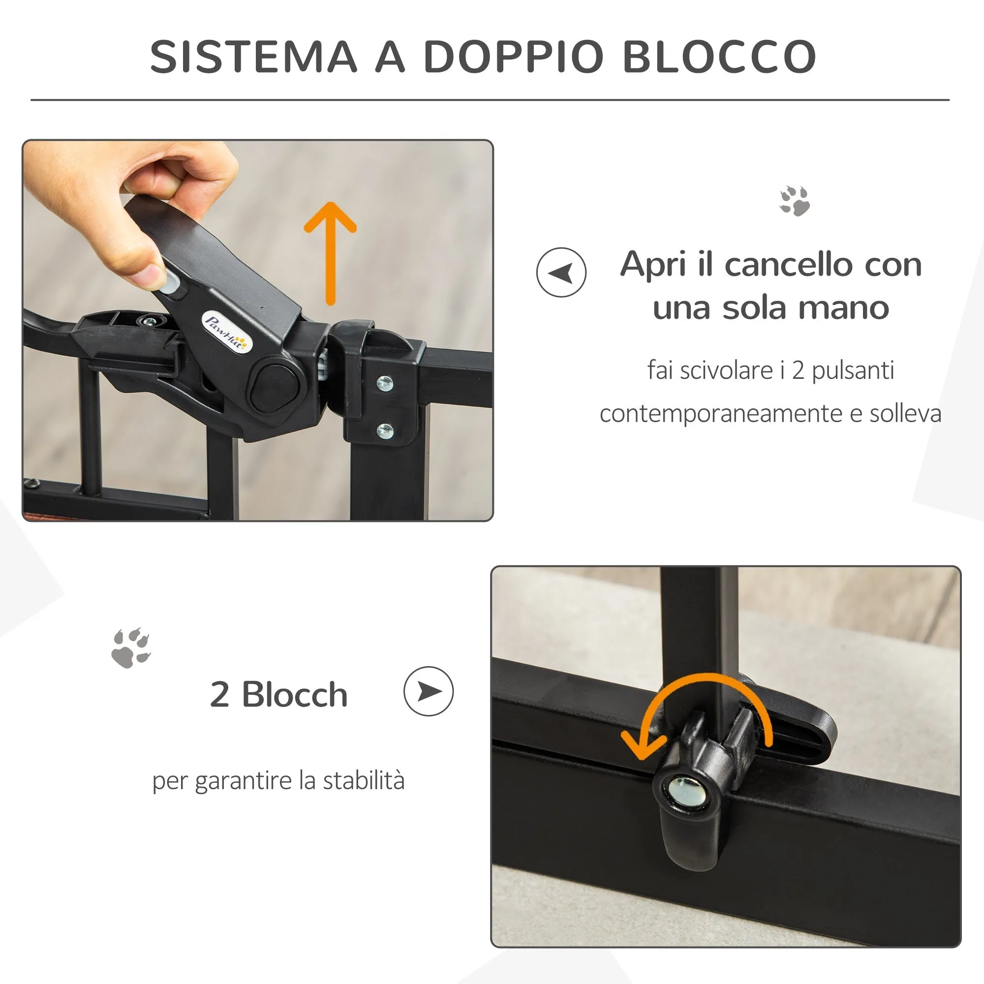Push Fit Dog Gate, Extendable 74-80cm with Automatic Closure, Black - Image 3